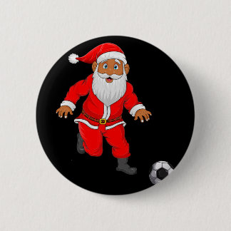 Soccer Player Santa Christmas Pyjamas Funny Xmas B 6 Cm Round Badge