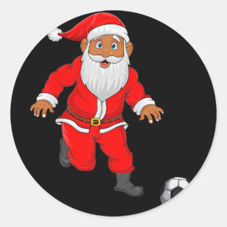 Soccer Player Santa Christmas Pyjamas Funny Xmas B Classic Round Sticker