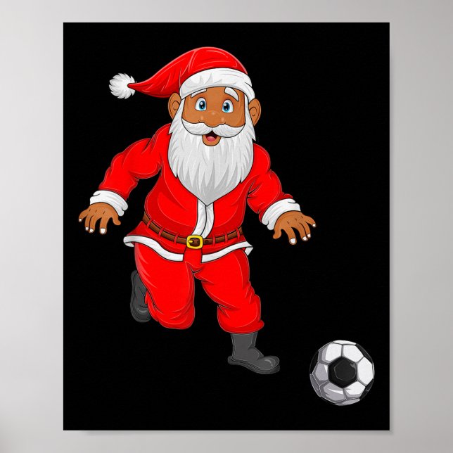 Soccer Player Santa Christmas Pyjamas Funny Xmas B Poster (Front)