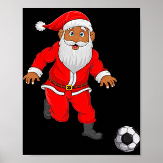 Soccer Player Santa Christmas Pyjamas Funny Xmas B Poster