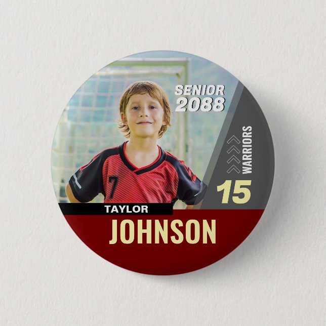 Soccer Player Senior Night Custom Photo Sports 6 Cm Round Badge (Front)