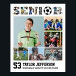 Soccer Player Senior Night Sports Photo Collage Poster<br><div class="desc">Personalised soccer senior sports photo collage for athlete and football player. This customisable photo gift is perfect for senior night, sports award banquet or birthday gift for your athlete son, daughter or student. It's a great way to display precious moments and memories from their sports games. The poster features a...</div>