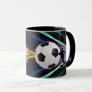 Soccer Player silhouette and Soccer Ball Mug