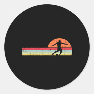 Soccer Player Silhouette Retro Footll Sport Men Wo Classic Round Sticker