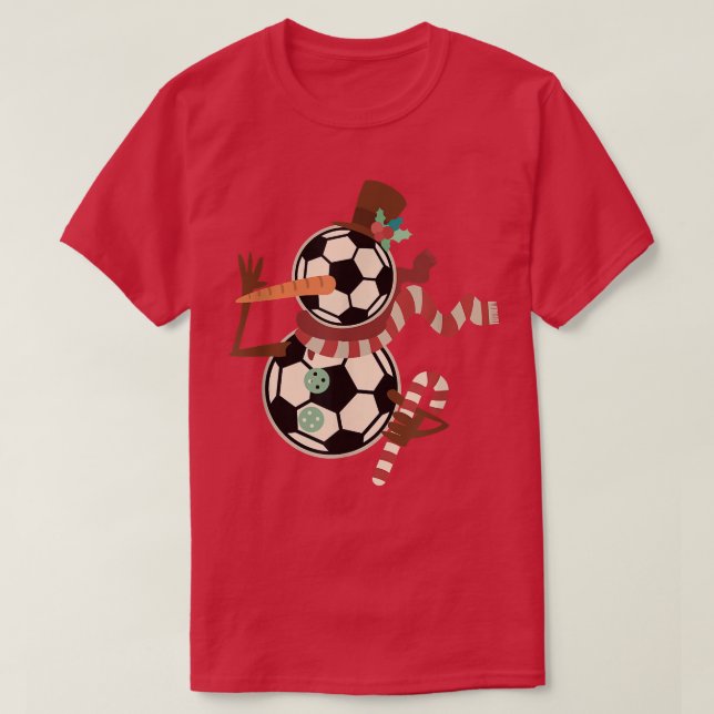 Soccer Player Snowman Xmas PJs Christmas Pyjamas S T-Shirt (Design Front)