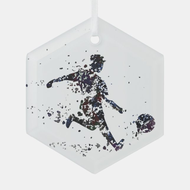 Soccer Player Sport  Game Glass Tree Decoration (Front)
