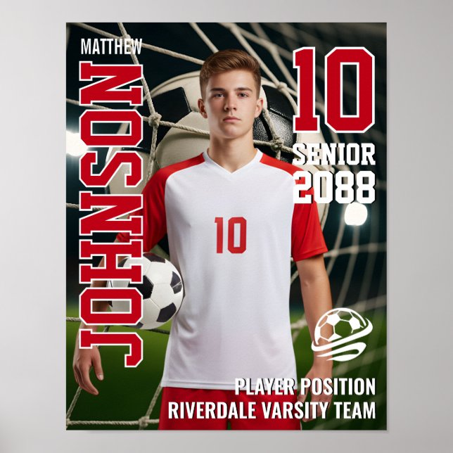 Soccer Player Team Photo Custom Sports Senior Poster (Front)