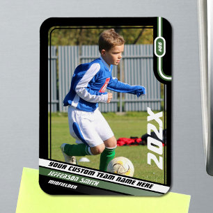 Soccer Player Trading Card in Black Green Magnet