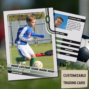Soccer Player Trading Card Light Grey Green