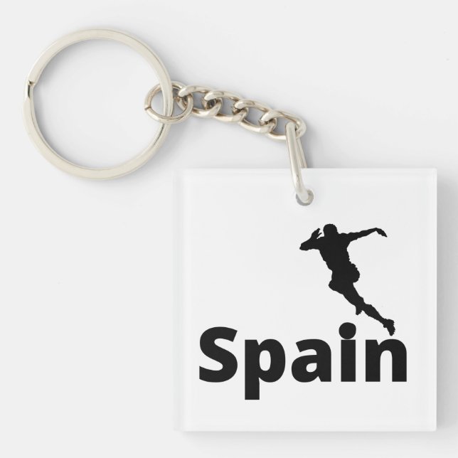 Soccer player using dot as a ball Spain   Key Ring (Front)