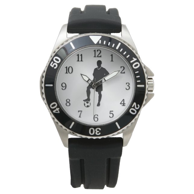 Soccer Player w Black Numbers Sports Watch (Front)