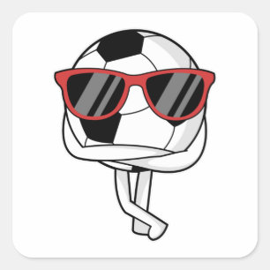 Soccer player with Sunglasses at Soccer Square Sticker