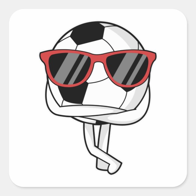 Soccer player with Sunglasses at Soccer Square Sticker (Front)