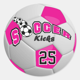 Soccer Players Kicks   Hot Pink Classic Round Stic Sticker