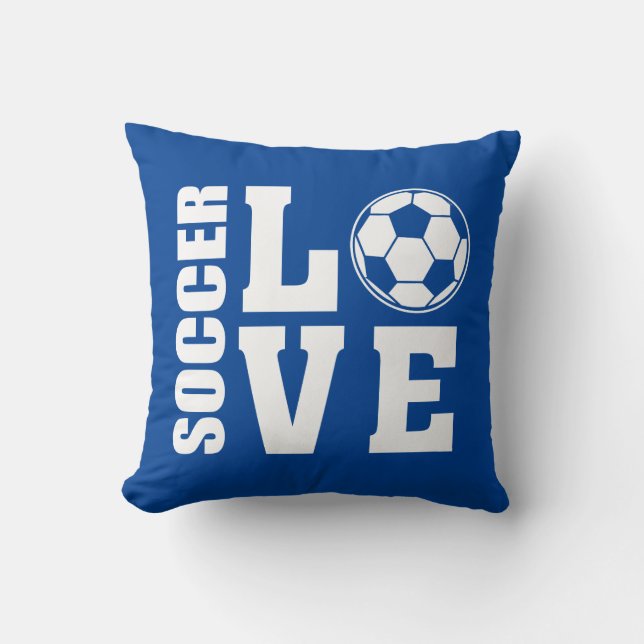 Soccer Players, Love Soccer, Blue Cushion (Front)