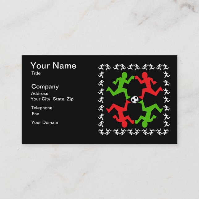 Soccer Players Running to the Ball Pattern Business Card (Front)