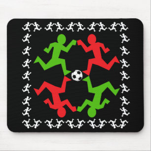 Soccer Players Running to the Ball Pattern Mouse Mat