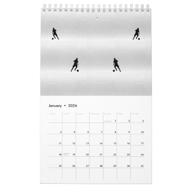 soccer players Single Page SmallCalendar, White Calendar (Jan 2026)