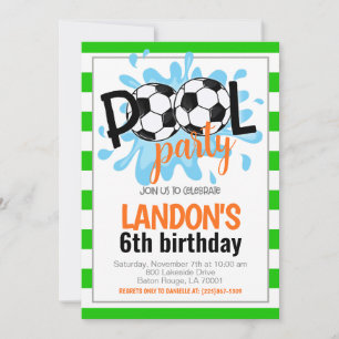 Soccer Pool Party Birthday Invitation