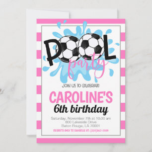 Soccer Pool Party Birthday Invitation