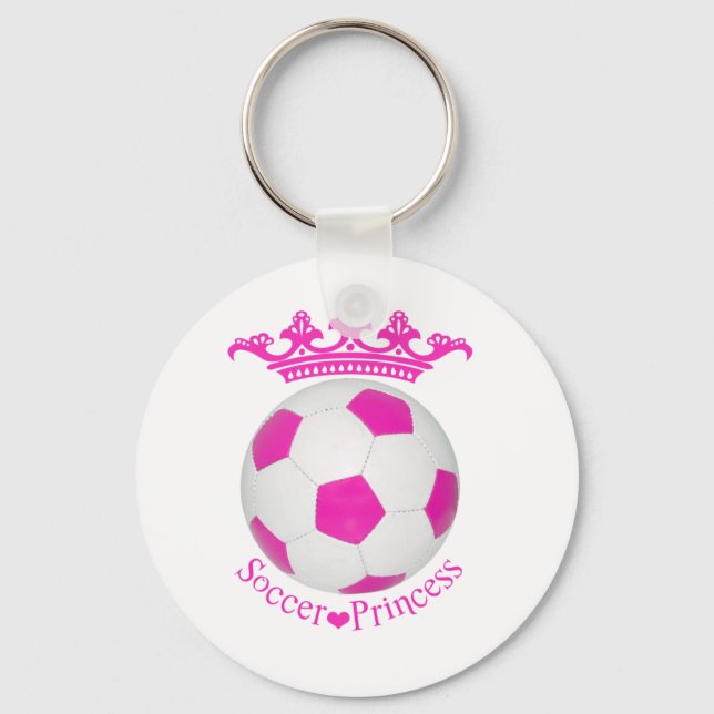 Soccer Princess, Pink Soccer ball Key Ring (Front)