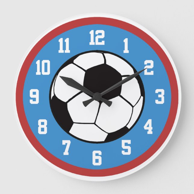 Soccer Red and Blue Large Clock (Front)
