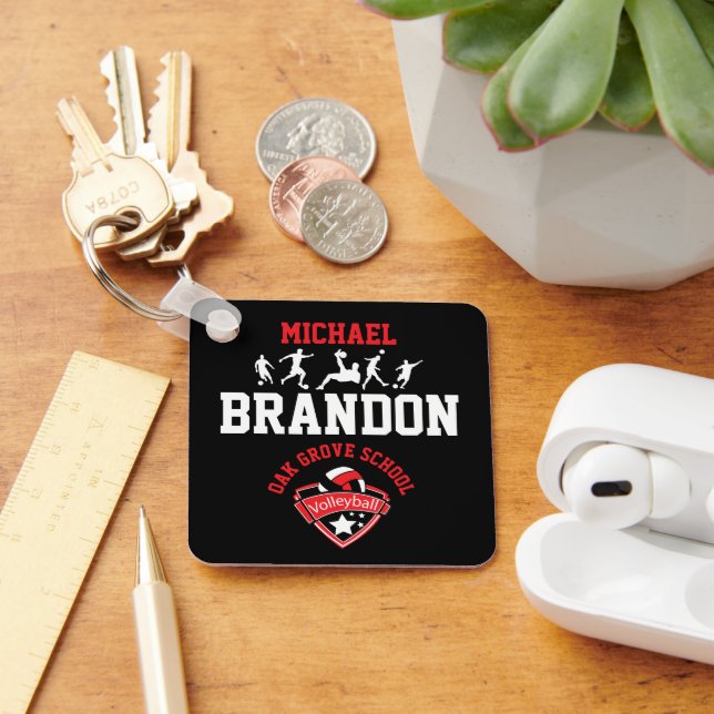 Soccer  - Red, Black and White  Key Ring (Desk)