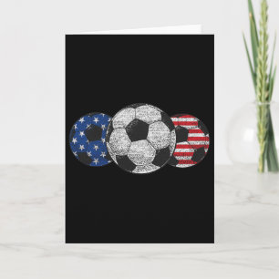 Soccer Red White Blue American Flag 4th Of July Card