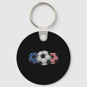 Soccer Red White Blue American Flag 4th Of July  Key Ring