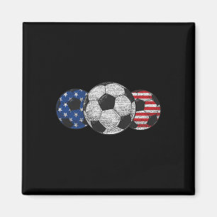 Soccer Red White Blue American Flag 4th Of July Magnet