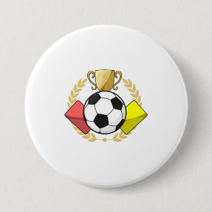 Soccer red & yellow card Trophy 7.5 Cm Round Badge
