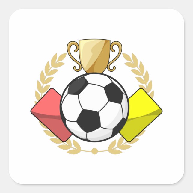 Soccer red & yellow card Trophy Square Sticker (Front)