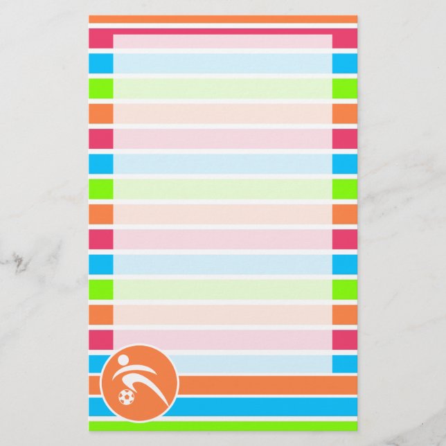 Soccer; Retro Neon Rainbow Stationery (Front)