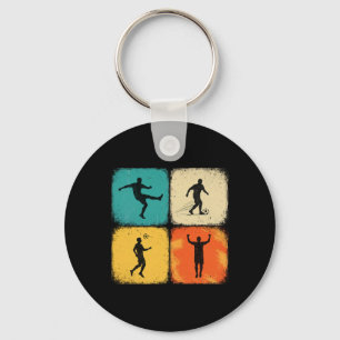 Soccer Retro Player Multi-panel Colourful Tile Loo Key Ring