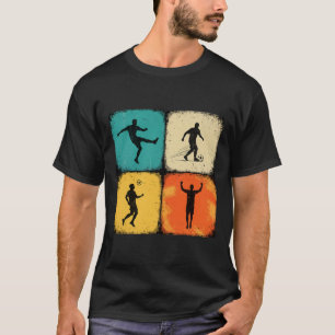 Soccer Retro Player Multi-panel Colourful Tile Loo T-Shirt