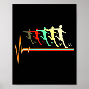 Soccer Retro Vintage Soccer Heartbeat T Shirt  Poster