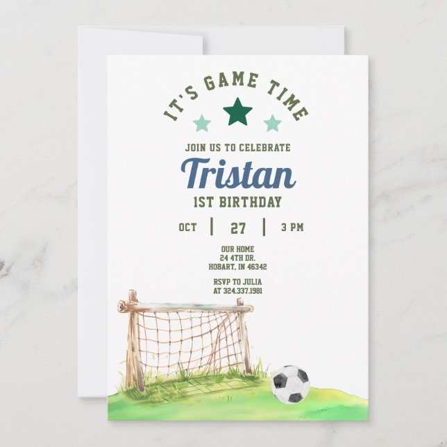 Soccer Rookie 1st Birthday Invitation (Front)