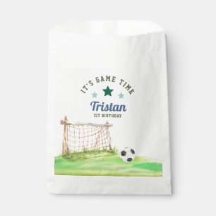 Soccer Rookie “It’s Game Time” First Birthday Favour Bags