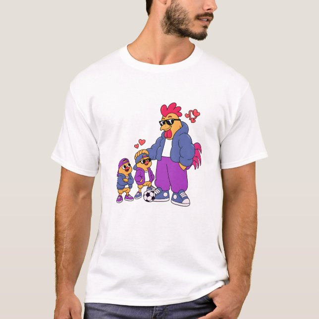 Soccer Rooster and Chicks T-Shirt (Front)