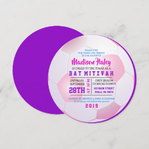 SOCCER ROUND GIRLS Bat Mitzvah Invitation
