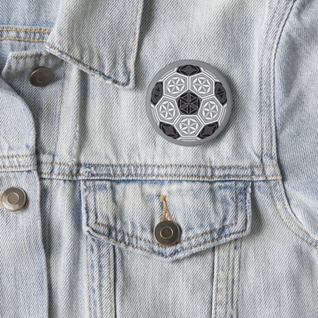 soccer sacred geometry 6 cm round badge (In Situ)