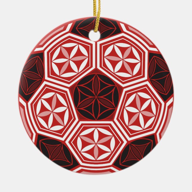 soccer sacred geometry ceramic tree decoration (Front)