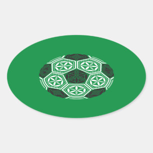 soccer sacred geometry green oval sticker