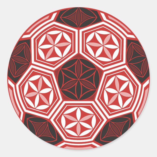 soccer sacred geometry red classic round sticker (Front)