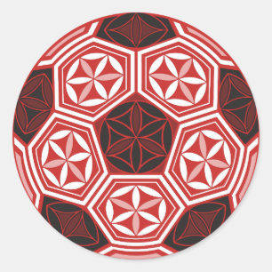 soccer sacred geometry red classic round sticker