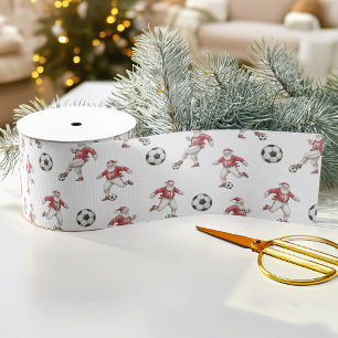 Soccer Santa Christmas Grosgrain Ribbon