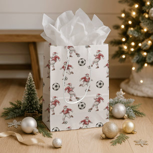 Soccer Santa Christmas Medium Gift Bag