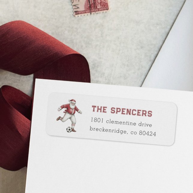 Soccer Santa Christmas Return Address (Creator Uploaded)