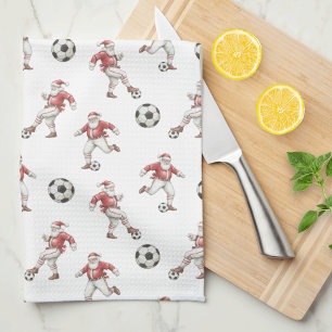 Soccer Santa Christmas Tea Towel