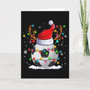 Soccer Santa Hat Reindeer Christmas Lights Fun Xma Card